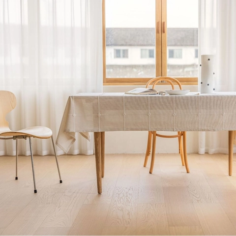 Mantel de Cuadros Blanco Roto Minimalista Fibra Sintética Bordado Rejilla Cubierta de Mesa Rectangular Para Hogar Cocina