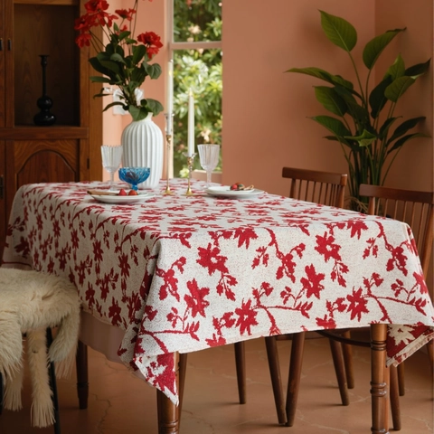 Amerikanische Vintage Jacquard Blumen Tischdecke Polyester Baumwolle Mischung Dicke Waschbare Rechteckige Schreibtisch Abdeckung Für Esszimmer Küche Party Home Decor