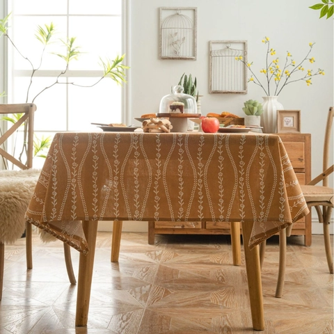 Mantel de Algodón y Lino con Flores Pastorales Rectangular Cubierta de Mesa a Prueba de Polvo Para Decoración de Hogar Cocina