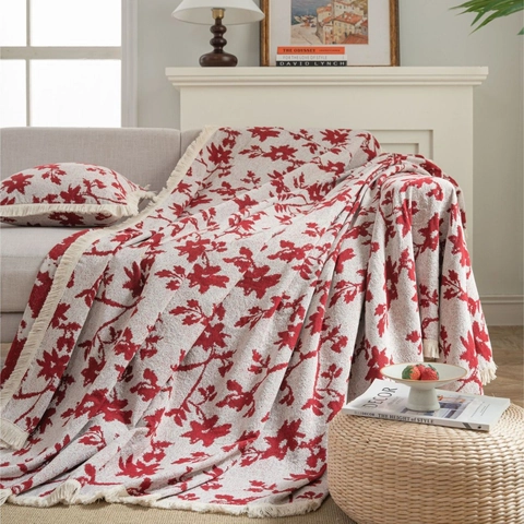 Copridivano Vintage Jacquard Floreale Telo Arredo Con Nappine In Misto Cotone Protezione Mobili Per Soggiorno