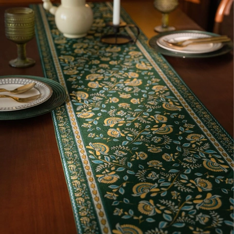 Camino de Mesa Jacquard Vintage Nórdico Con Borlas Patrón de Vides Florales Camino de Poliéster para Boda Fiesta Hogar Cena