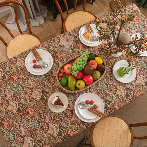 Vintage Böhmisch Jacquard Tischdecke Baumwollmischung Rechteckige Tischdecke Mit Quasten Für Esszimmer Küche Wohnkultur