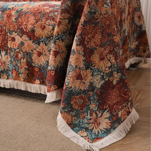 Fodera per Divano Vintage in Jacquard Floreale Con Nappe Asciugamano per Divano Universale Coperta per Arredamento Soggiorno
