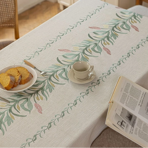 Moderne Schlicht Bestickt Tischdecke Mit Quasten Rechteckig Polyester Stoff Blumenmuster Für Esstisch Couchtisch Heim Dekoration