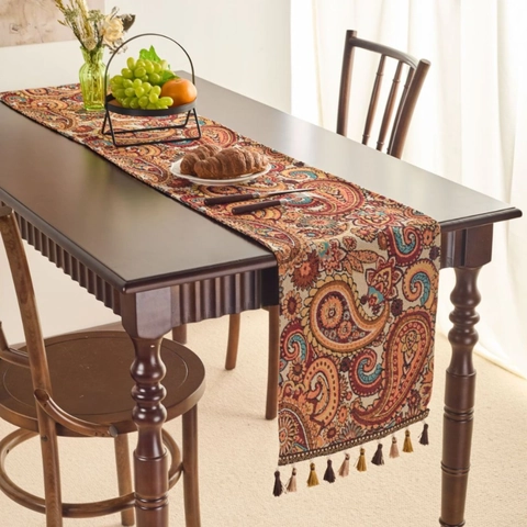 Runner Da Tavola Etnico Jacquard Con Nappe Motivo Paisley Boemo Misto Cotone Runner Decorativo Per Sala Da Pranzo Casa Festa