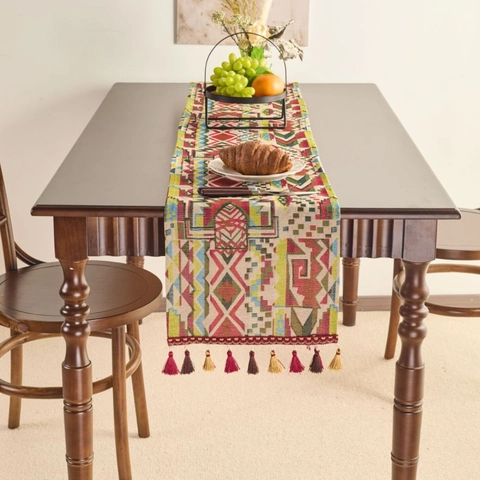 Boheems Etnische Stijl Tafelloper Geometrisch Jacquard Geweven Met Kwastjes Polyester Katoenmix Decoratie Voor Eettafel