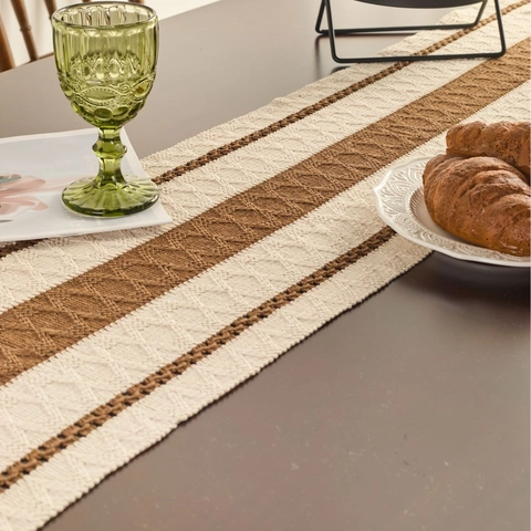Camino de Mesa Jacquard de Mezcla de Poliéster y Algodón Estilo Nórdico Con Borlas Mantel Tejido a Rayas para Mesa de Comedor Muebles Hogar