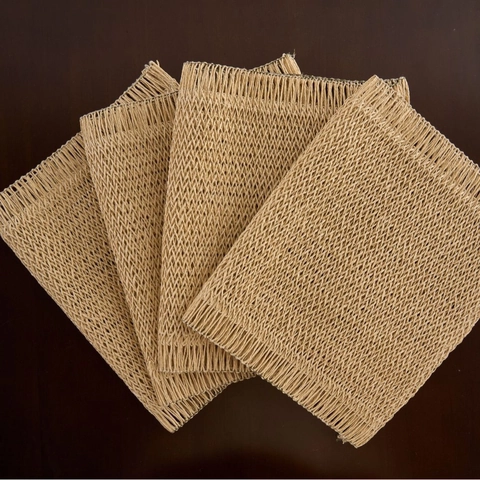 Set de Table Tissé en Fibre de Papier Avec Franges Rectangulaire Résistant à la Chaleur Antidérapant pour Salle à Manger Cuisine