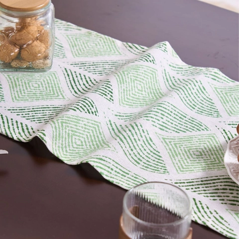Chemin de Table Géométrique Jacquard Nordique Mélange Polyester Coton Nappe Avec Glands pour Salle à Manger Fête Décor
