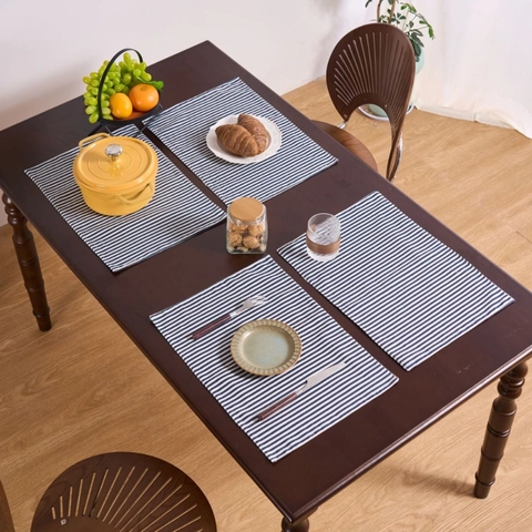 Japanese Style Cotton Blend Double Layer Placemat Heat Resistant Rectangular Striped Floral Christmas Table Decor 32x45cm
