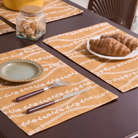 Tovagliette in Misto Cotone Stampate Resistenti al Calore Doppio Strato Tovagliette da Tavola per Casa Cucina Ristorante Motivi Floreali Geometrici