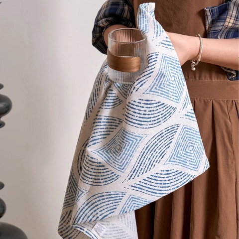 Mediterraner Stil Baumwollmischung Gedruckt Quadratische Serviette Geometrisches Blumenmuster Stoff Für Küche Esszimmer Zuhause