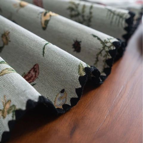 Vintage Jacquard Tischläufer Polyester Baumwolle Blumenmuster Schmetterling Muschelrand Home Dining Deko Tuch