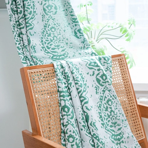 Rideau Fini Rétro Américain Motif Paisley Jacquard Polyester Translucide Draperie Décorative Pour Cuisine Salon Chambre à Coucher