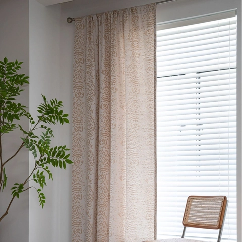 French Cream Style Jacquard Curtains Vintage Damask Pattern Semi Shading Window Drapes For Living Room Bedroom Home Decor