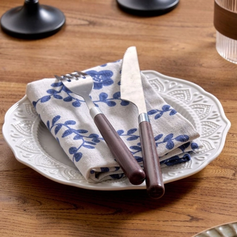 Französische Pastorale Baumwollmischung Serviette Botanisch Floral Bedruckt Quadratisch Tischset Für Essen Fotografie Deko