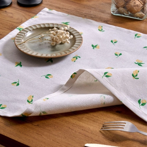 Nordischer Stil Baumwoll Polyester Mischung Serviette Bedruckt Frucht Floral Quadrat Dekorative Tischset Für Restaurant Küche