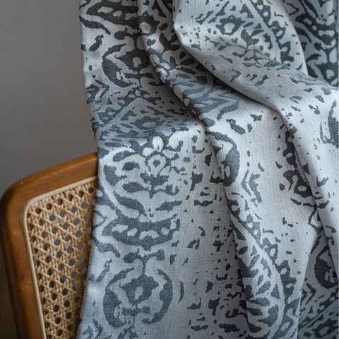 American Retro Paisley Jacquard Curtain Polyester Semi Shading Window Treatment For Living Room Bedroom Home Kitchen Decor