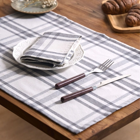 Cotton Blend Cloth Napkin Printed Plaid Stripe Floral Table Placemat For European Nordic Kitchen Dining Decor