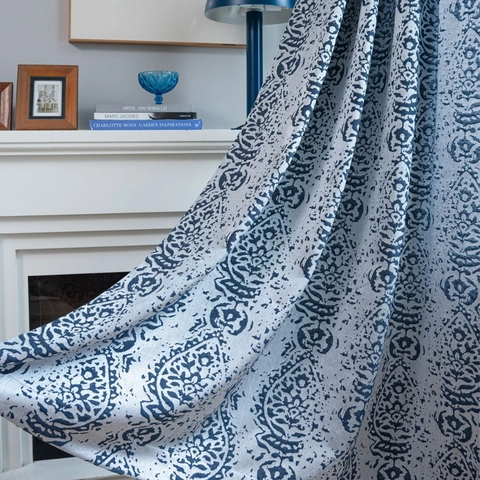 Rideaux en Polyester Jacquard Classique Européen Motif Paisley pour Salon Chambre Décor Poche à Tringle Crochet Oeillet