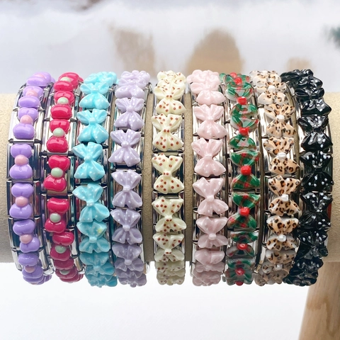 Edelstahl Italienischer Charm Armband Link Schleife DIY Elastisches Armband Komponente Für Damen Mädchen Modeschmuck Geschenk