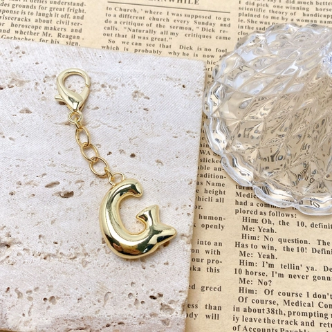 Llavero Letra Alfabeto 3D Bubble Dorado Pulido Espejo Puffy Charm Bolso Cobre Galvanizado Joyería Personalizada Regalo Unisex