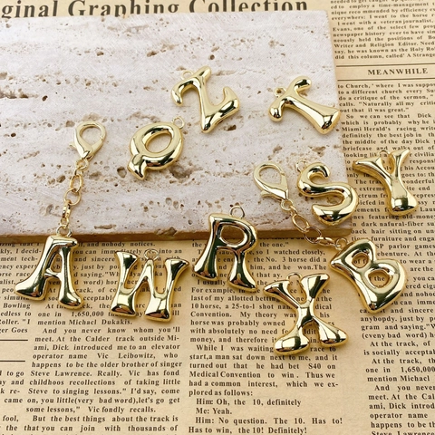 Llavero Letra Alfabeto 3D Bubble Dorado Pulido Espejo Puffy Charm Bolso Cobre Galvanizado Joyería Personalizada Regalo Unisex