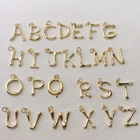 Fashion Copper 26 Alphabet Pendant Only (Without Chain) Minimalist Personalized Initials Rhinestone Pendants For DIY Necklace Jewelry Accessory Women Men