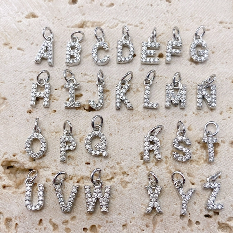 Mini Zirconia Alphabet Pendant Copper Electroplated English Letter Charm For DIY Jewelry Making Necklaces Earrings Accessories Women