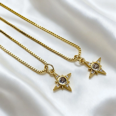 French Vintage 18K Gold Plated Copper Pendants For Women Heart Star Moon Cross Zirconia Inlaid Jewelry Making Accessories