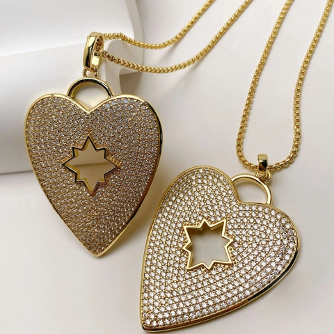 Vintage Copper Enamel Pendant Necklace For Women Luxury Zirconia Heart Sun Moon Spherical Egg Shape Fashion Jewelry Gift