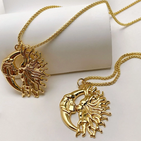 Vintage Copper Enamel Pendant Necklace For Women Luxury Zirconia Heart Sun Moon Spherical Egg Shape Fashion Jewelry Gift