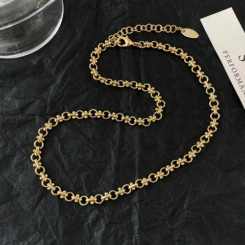 Messing 18K Vergoldet Kette Halskette Und Armband Schmuck Set Geometrisch Handgefertigt Ineinandergreifend Damen Schmuck