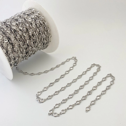 DIY Jewelry Making Plated Copper Chain With Round Zirconia Beads Luxury Versatile Accessories For Necklace Bracelet Craft Supplies