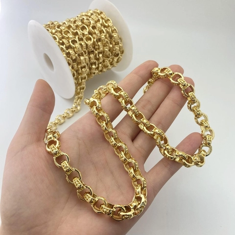 Catena per Fai da Te Gioielli Rame Placcato Oro 18K Cuore Greca Maglia Ancora Hip Hop Accessorio per Borse Fornitura Catena