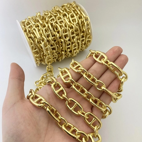 Catena per Fai da Te Gioielli Rame Placcato Oro 18K Cuore Greca Maglia Ancora Hip Hop Accessorio per Borse Fornitura Catena