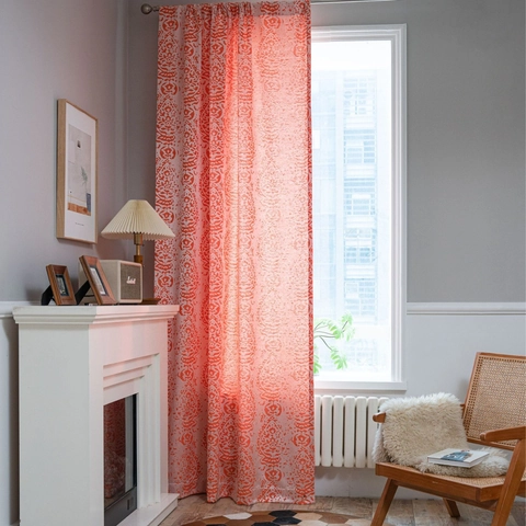French Vintage Jacquard Semi Blackout Curtain Polyester Paisley Droplet Pattern Window Shielding Drape For Living Room