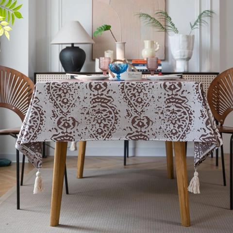 Europäische Klassische Jacquard Rechteckige Tischdecke Mit Quasten Polyester Paisley Muster Staubdichte Tischabdeckung Für Haus Küche Dekor