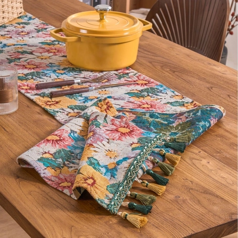 Runner Da Tavolo Jacquard Floreale In Stile Americano Country Con Nappe Tovaglia Vintage Pastorale Per Casa