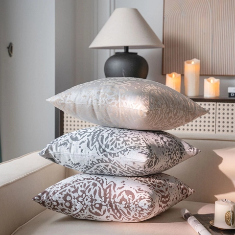 Europese Klassieke Satijn Jacquard Kussensloop Vintage Damast Patroon Kussenhoes Voor Sofa Woonkamer Decor Zonder Vulling