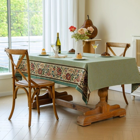 Tovaglia Jacquard Floreale Vintage in Poliestere Cotone Decorativa Rettangolare Per Sala Da Pranzo Banchetto Casa Decor