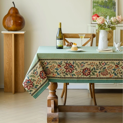 Tovaglia Jacquard Floreale Vintage in Poliestere Cotone Decorativa Rettangolare Per Sala Da Pranzo Banchetto Casa Decor