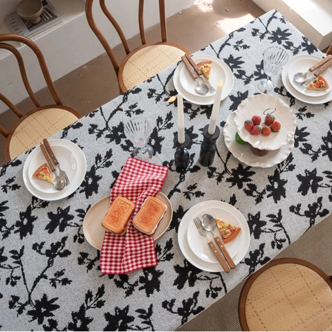 Italian Retro Floral Jacquard Tablecloth Polyester Cotton Blend Rectangular Dustproof Decorative Table Cover For Dining Room Kitchen Party Home Decor
