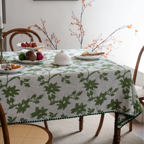 Amerikanische Vintage Floral Jacquard Tischdecke Rechteckig Mischgewebe Staubdicht Dekorativ Tisch Abdeckung Für Esszimmer Küche