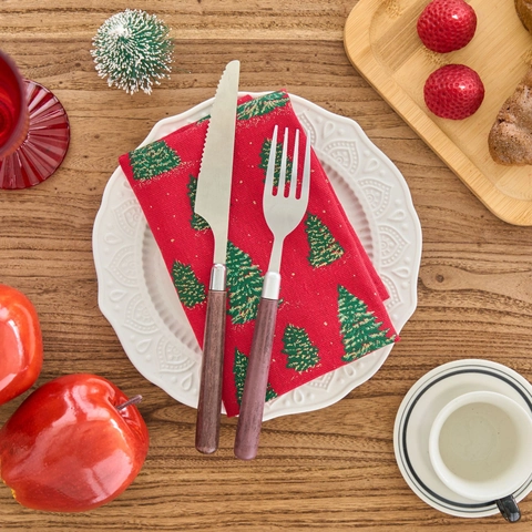 Bronzierung Weihnachtsbaum Stoffservietten Baumwollmischung Floral Rechteckige Platzsets Tischdeko Für Weihnachtsfeier Esszimmer