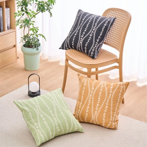 Federa Minimalista Moderna in Cotone e Lino Con Motivo Floreale a Vite Copricuscino Quadrato Decorativo per Divano Soggiorno