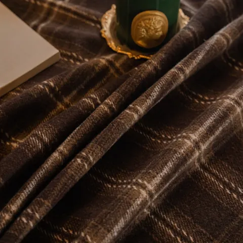 Verdickte Tischdecke Mit Wolltextur Karomuster Weihnachten Tischdecke Garngefärbt Kaffee Rot Kariert Für Esszimmer Winter