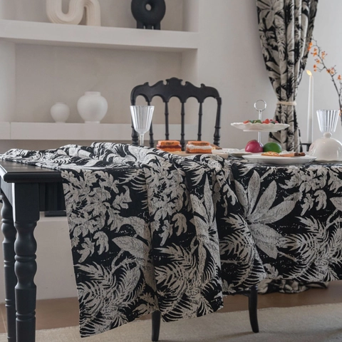 Pastoral Retro Botanical Plant Pattern Rectangular Tablecloth Blended Fabric Dustproof Decorative Table Cover Home Decor