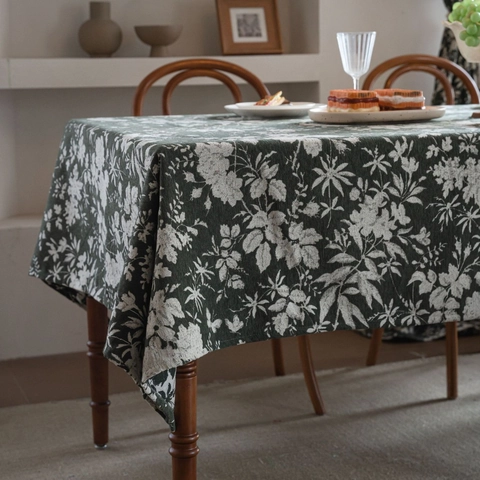 Tovaglia Rettangolare Francese Vintage Floreale Tessuto Misto Jacquard Antipolvere Decorativa per Cucina Sala da Pranzo Arredo Casa