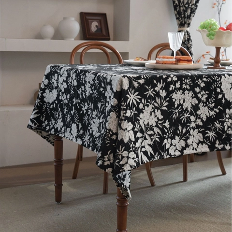 Mantel de Chenilla con Flores Moderno Minimalista Cubierta Rectangular de Jacquard Grueso para Mesa de Comedor Hogar Banquete